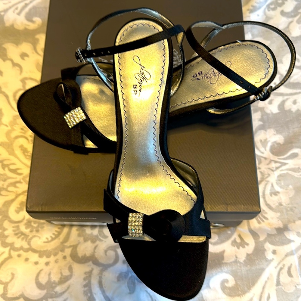 Strappy Rhinestone Heeled Sandals by Brass Plumb